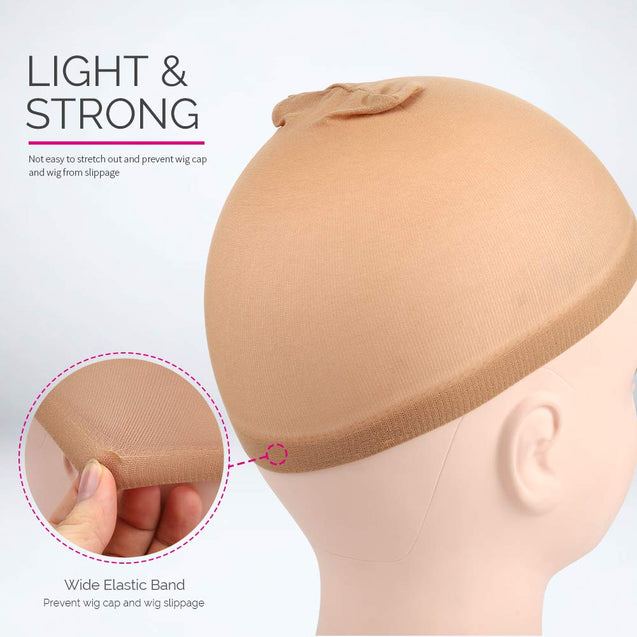 4 pieces Light Brown Stocking Wig Caps Stretchy Nylon Wig Caps for Women