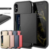 For iPhone Case Slide Armor Wallet Card Slots Holder Cover