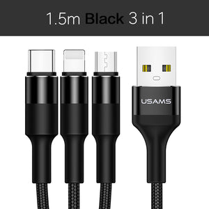 3 In1 Mobile Phone Data Cable Type C Micro For iPhone iPad Samsung Charging cable Microusb USB C